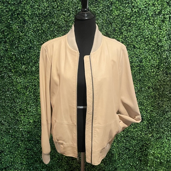 Vince leather bomber jacket - tan - Picture 8 of 14